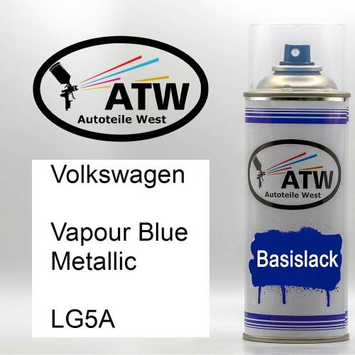 Volkswagen, Vapour Blue Metallic, LG5A: 400ml Sprühdose, von ATW Autoteile West.